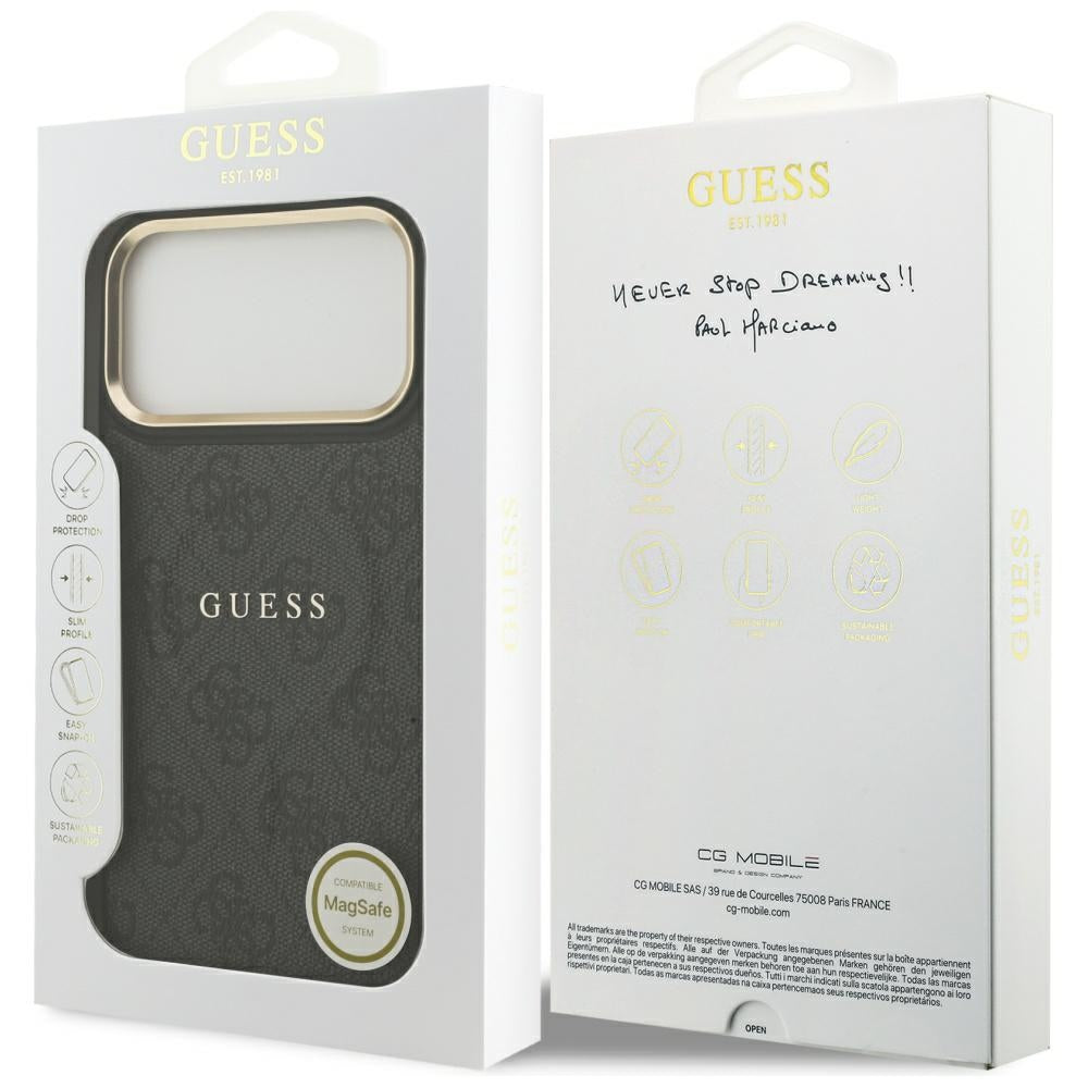Калъф MagSafe за Apple iPhone 17 Pro, Guess, 4G Classic, Черен
