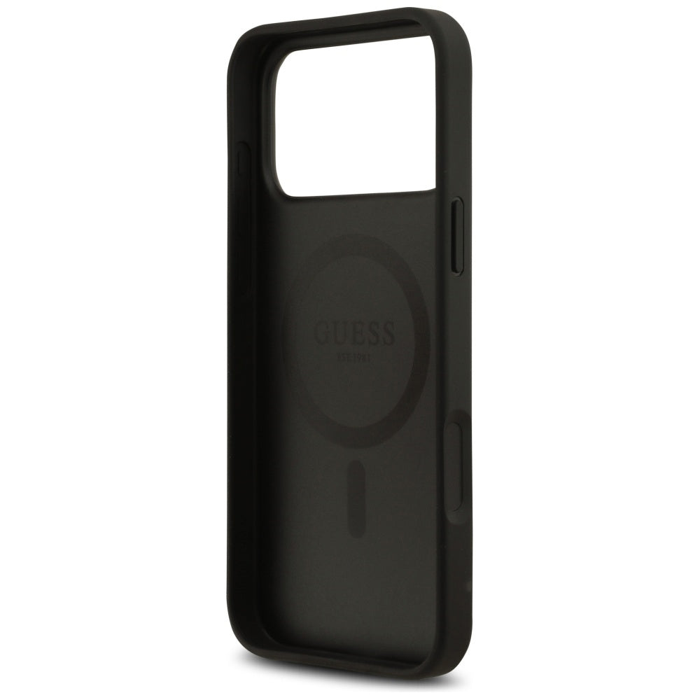 Калъф MagSafe за Apple iPhone 17 Pro, Guess, 4G Flowers Print, Черен