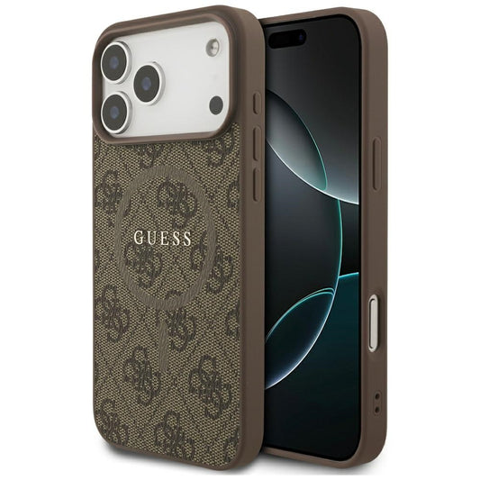 Калъф MagSafe за Apple iPhone 17 Pro, Guess, 4G Ring Classic Logo, Кафяв