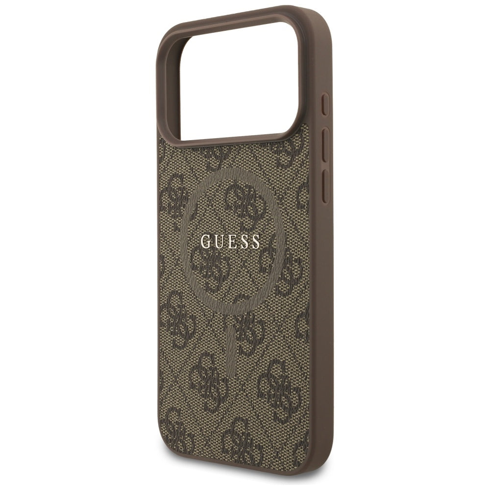 Калъф MagSafe за Apple iPhone 17 Pro, Guess, 4G Ring Classic Logo, Кафяв