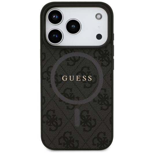 Калъф MagSafe за Apple iPhone 17 Pro, Guess, 4G Ring Classic Logo, Черен