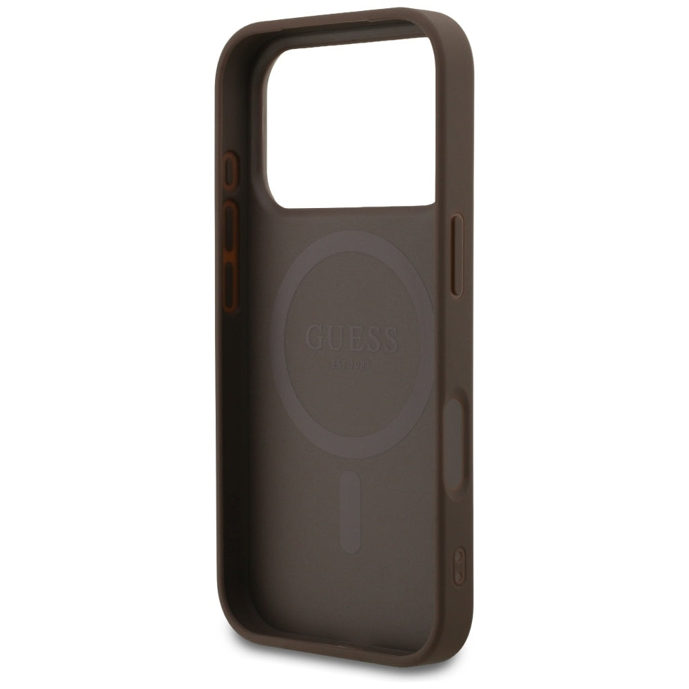 Калъф MagSafe за Apple iPhone 17 Pro, Guess, 4G Small and Classic Logo, Кафяв