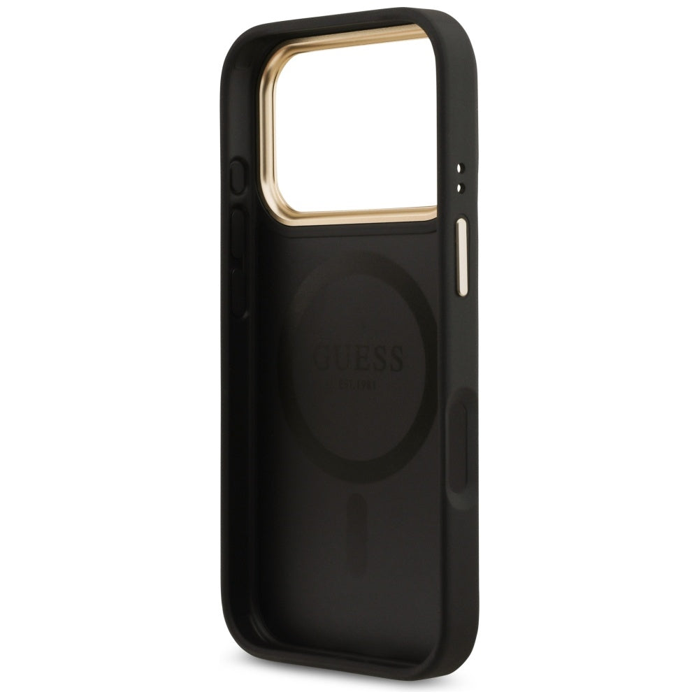 Калъф MagSafe за Apple iPhone 17 Pro, Guess, 4G Strass Logo, Черен