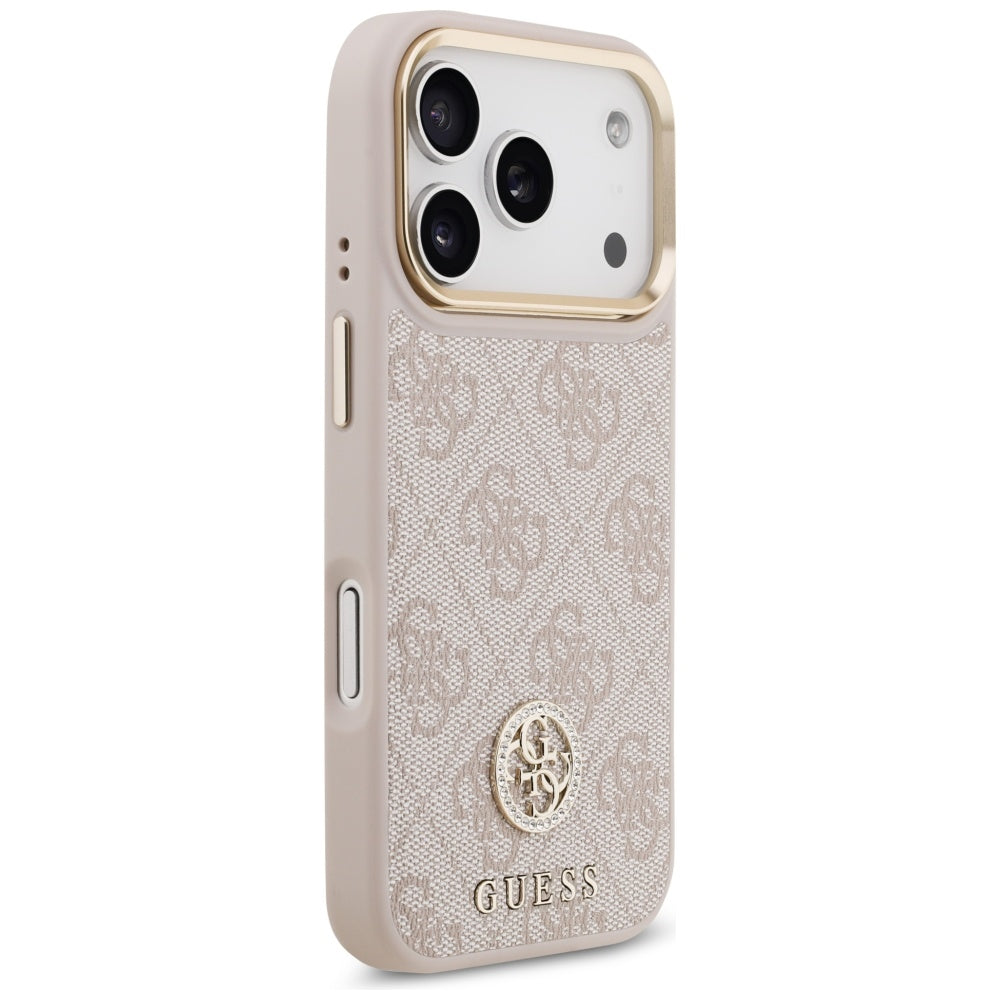 Калъф MagSafe за Apple iPhone 17 Pro, Guess, 4G Strass Logo, Розов