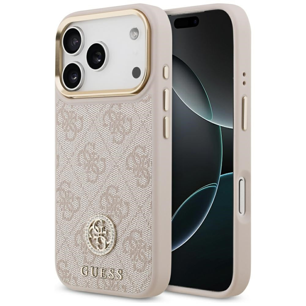 Калъф MagSafe за Apple iPhone 17 Pro, Guess, 4G Strass Logo, Розов