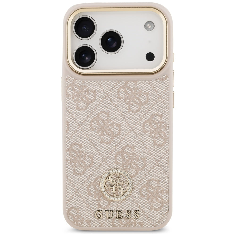 Калъф MagSafe за Apple iPhone 17 Pro, Guess, 4G Strass Logo, Розов