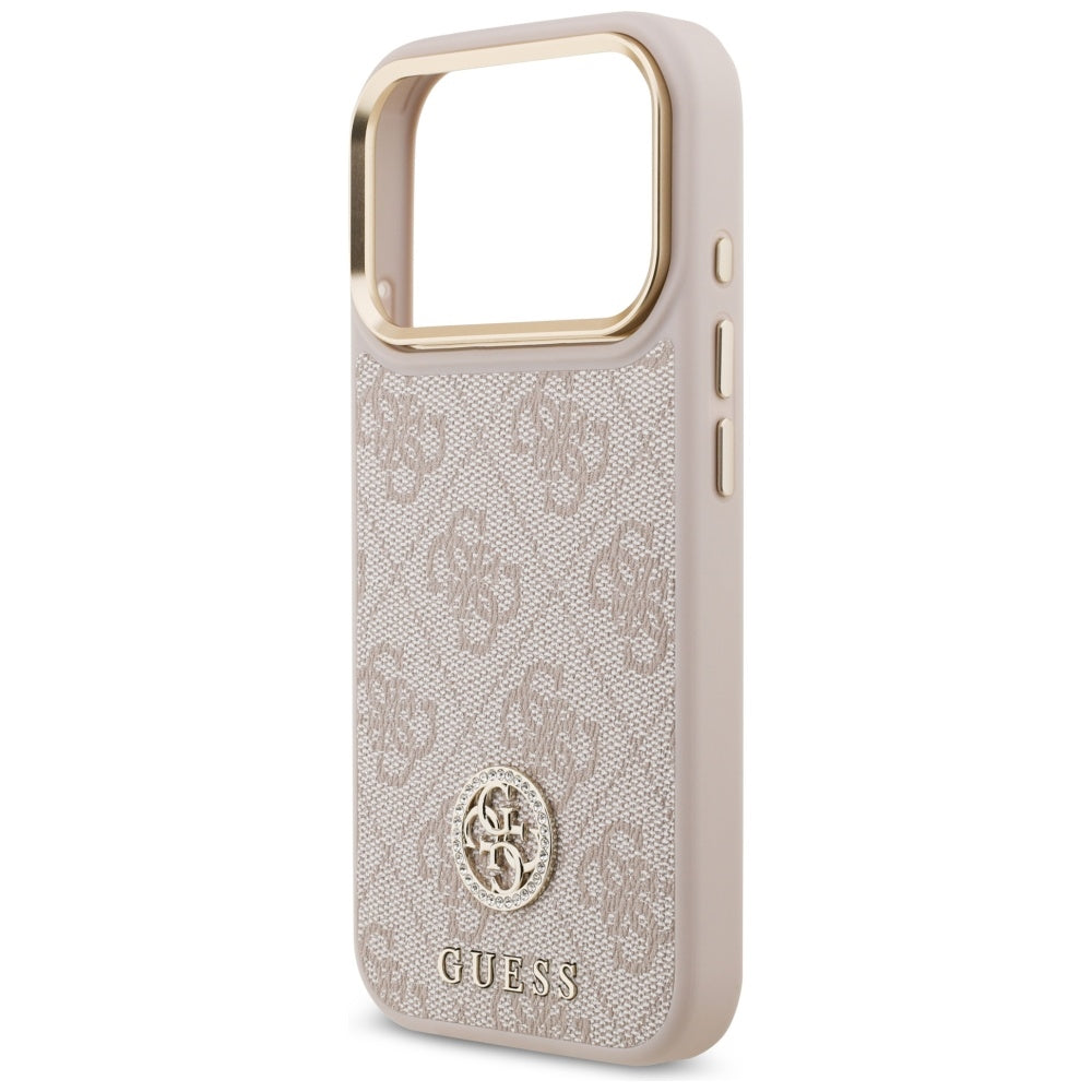 Калъф MagSafe за Apple iPhone 17 Pro, Guess, 4G Strass Logo, Розов