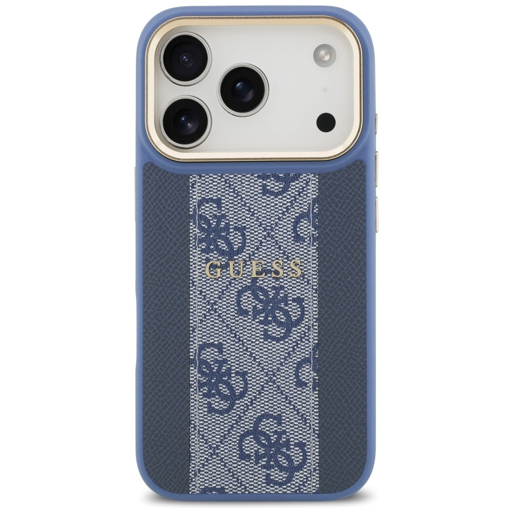 Калъф MagSafe за Apple iPhone 17 Pro, Guess, 4G Stripe, Син