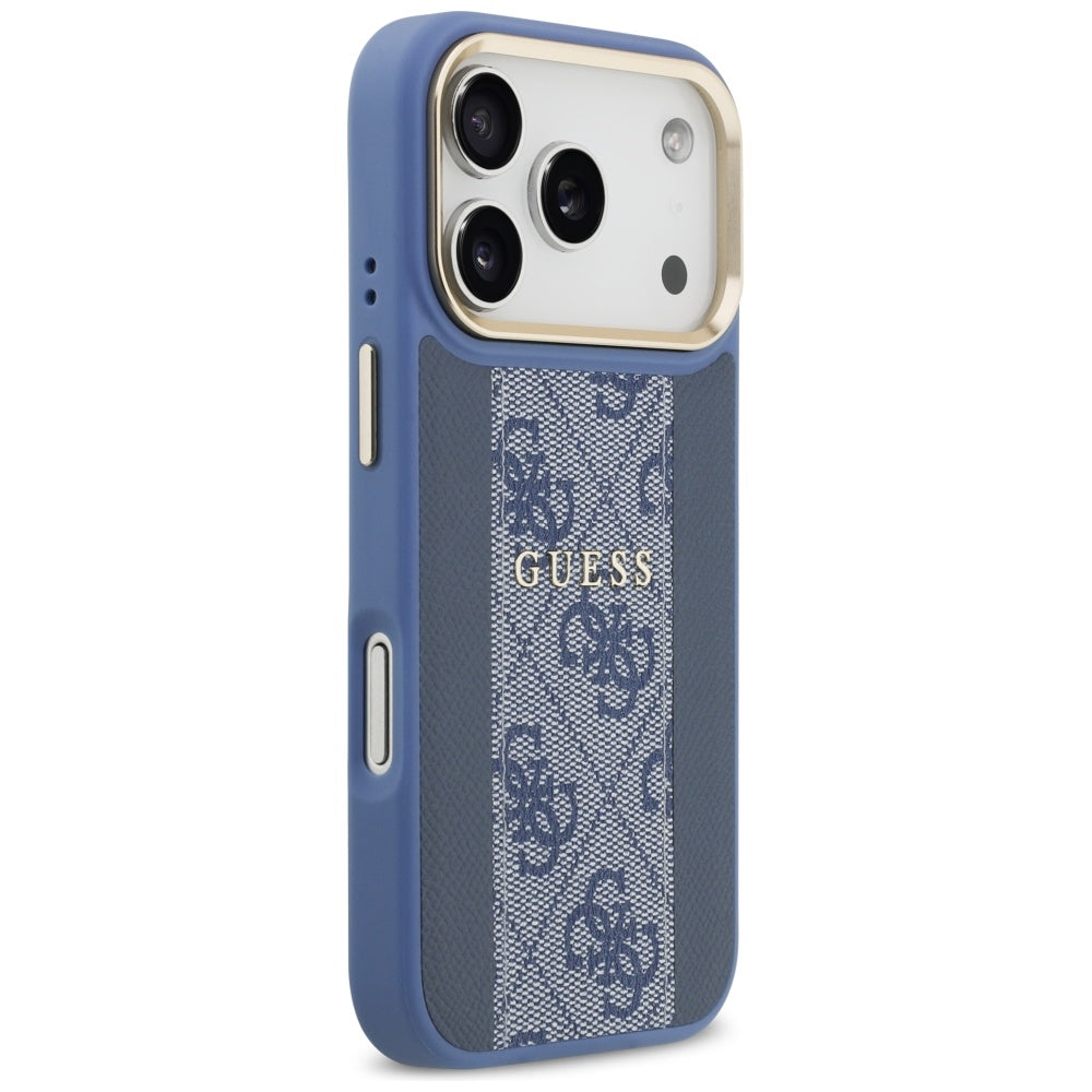 Калъф MagSafe за Apple iPhone 17 Pro, Guess, 4G Stripe, Син