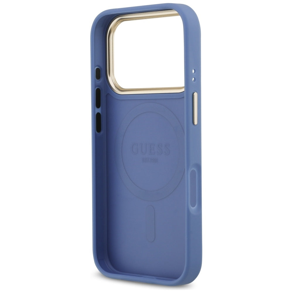 Калъф MagSafe за Apple iPhone 17 Pro, Guess, 4G Stripe, Син