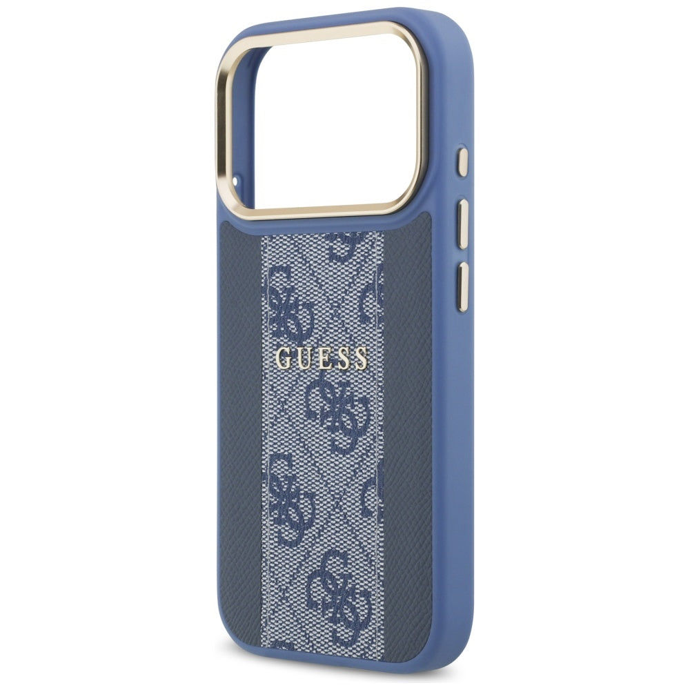 Калъф MagSafe за Apple iPhone 17 Pro, Guess, 4G Stripe, Син