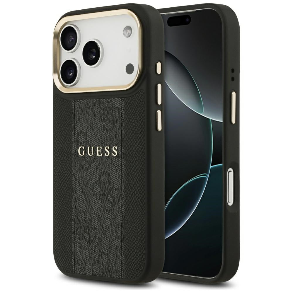 Калъф MagSafe за Apple iPhone 17 Pro, Guess, 4G Stripe, Черен
