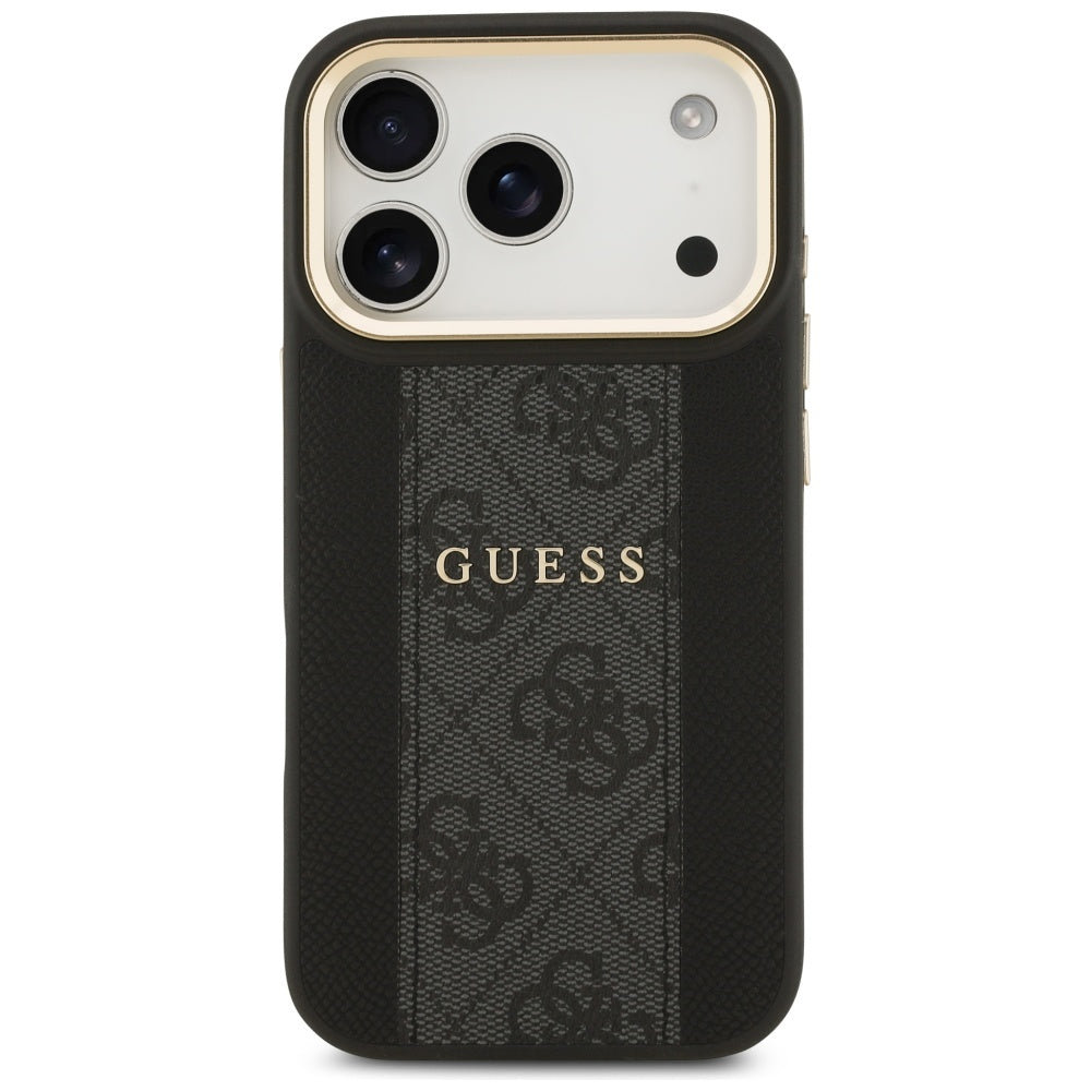 Калъф MagSafe за Apple iPhone 17 Pro, Guess, 4G Stripe, Черен