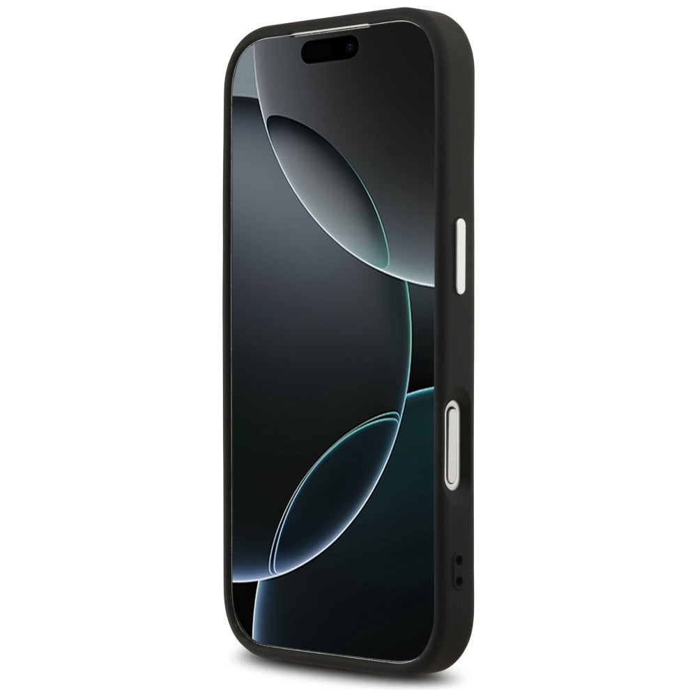 Калъф MagSafe за Apple iPhone 17 Pro, Guess, 4G Triangle Logo, Черно Сребрист