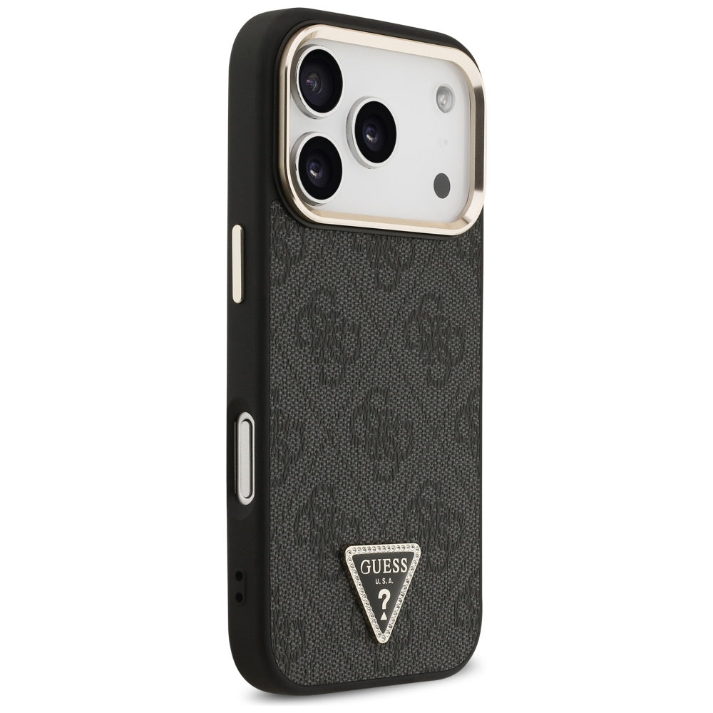 Калъф MagSafe за Apple iPhone 17 Pro, Guess, 4G Triangle Logo, Черно Златен