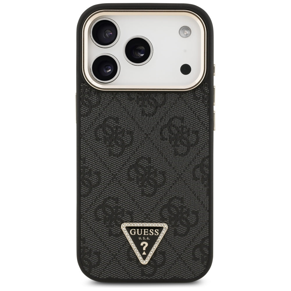 Калъф MagSafe за Apple iPhone 17 Pro, Guess, 4G Triangle Logo, Черно Златен