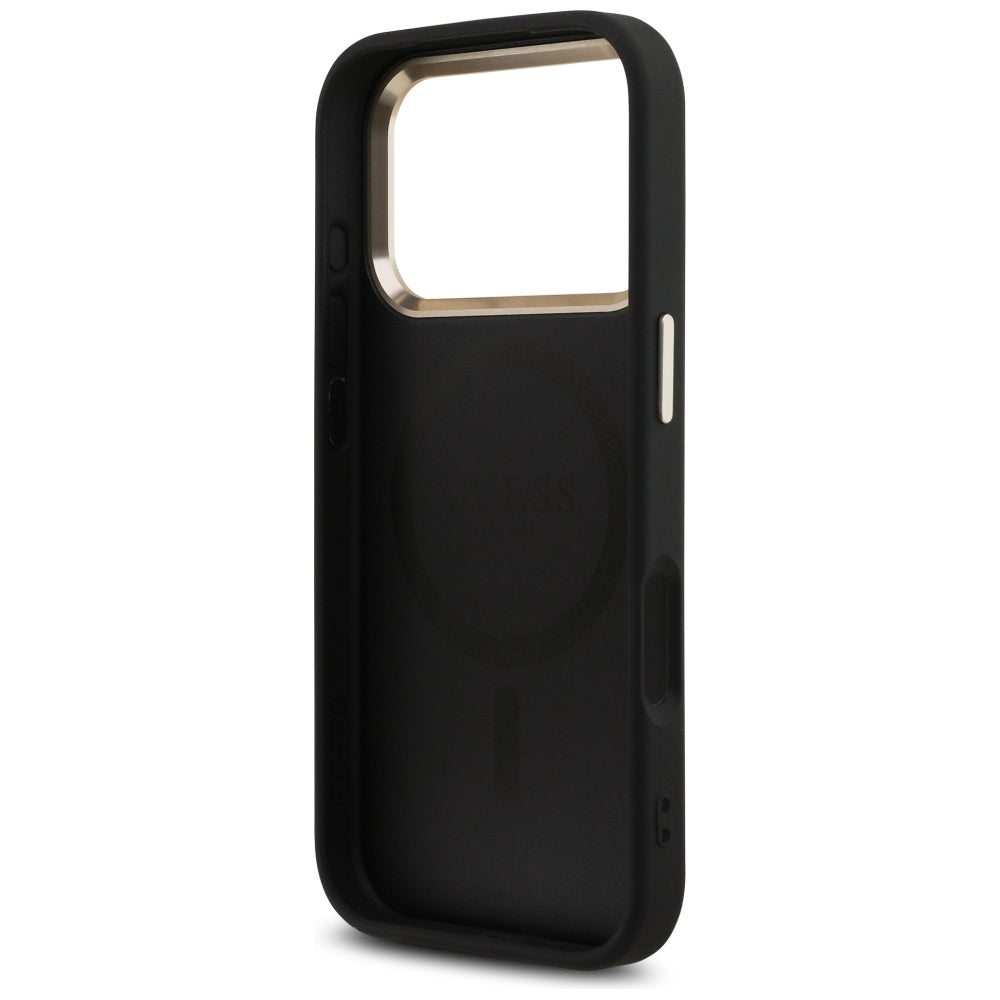 Калъф MagSafe за Apple iPhone 17 Pro, Guess, 4G Triangle Logo, Черно Златен