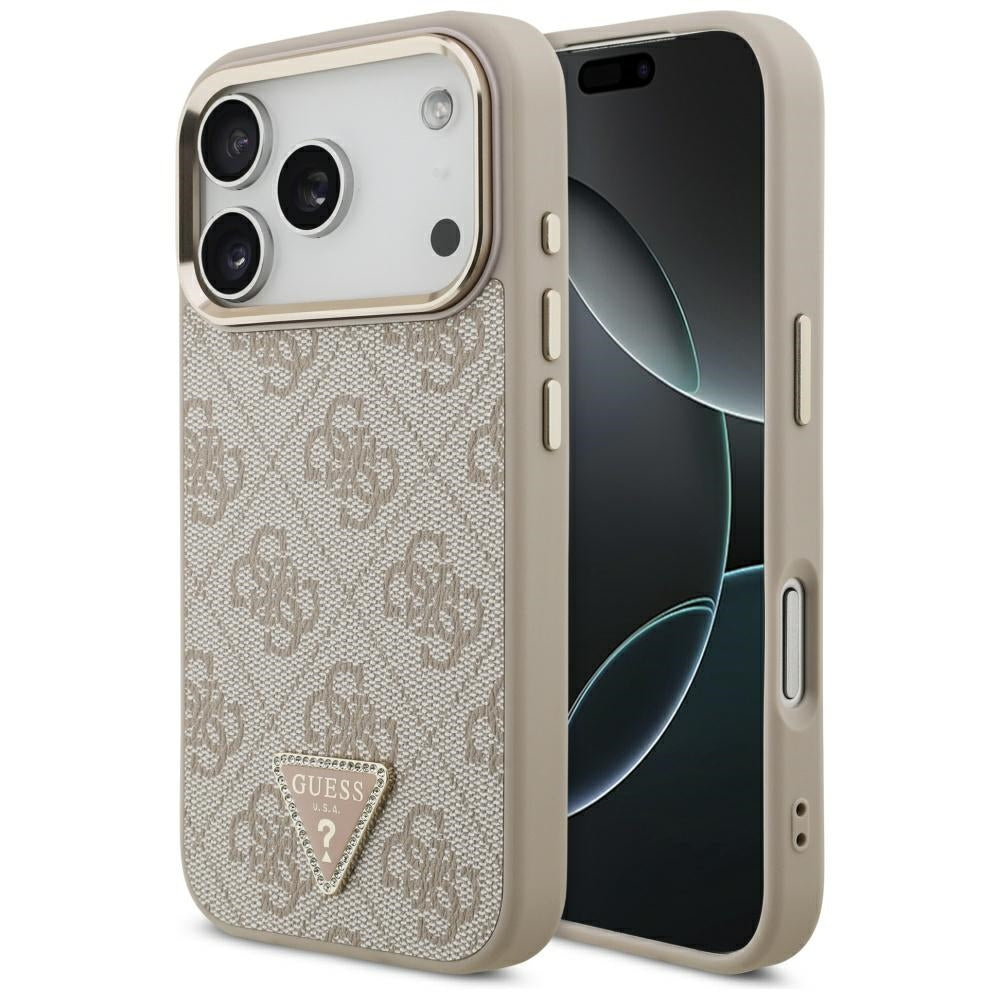 Калъф MagSafe за Apple iPhone 17 Pro, Guess, 4G Triangle Logo, Розово Злато