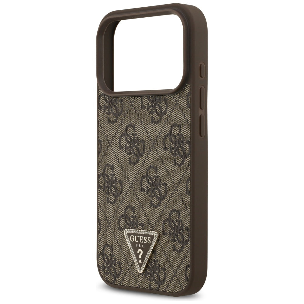 Калъф MagSafe за Apple iPhone 17 Pro, Guess, 4G Triangle Strass, Кафяв