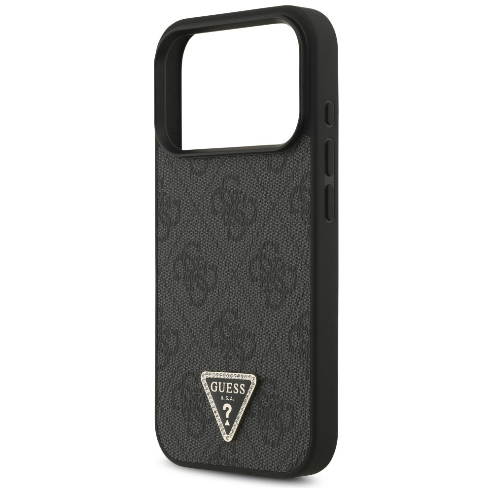 Калъф MagSafe за Apple iPhone 17 Pro, Guess, 4G Triangle Strass, Черен