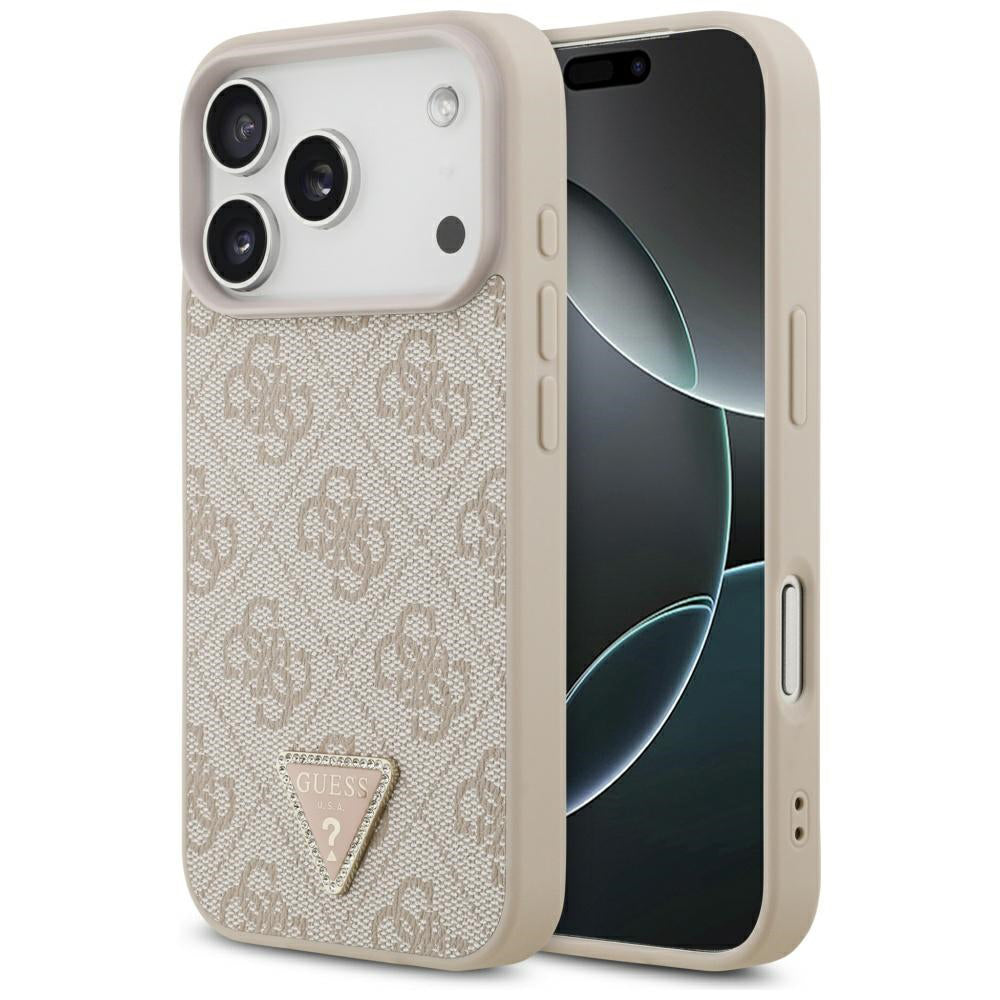 Калъф MagSafe за Apple iPhone 17 Pro, Guess, 4G Triangle Strass, Розов