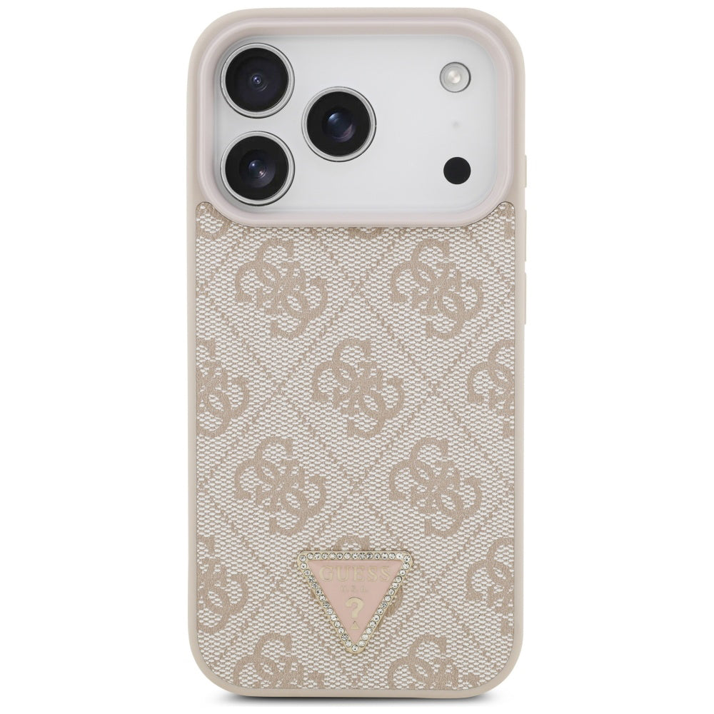 Калъф MagSafe за Apple iPhone 17 Pro, Guess, 4G Triangle Strass, Розов