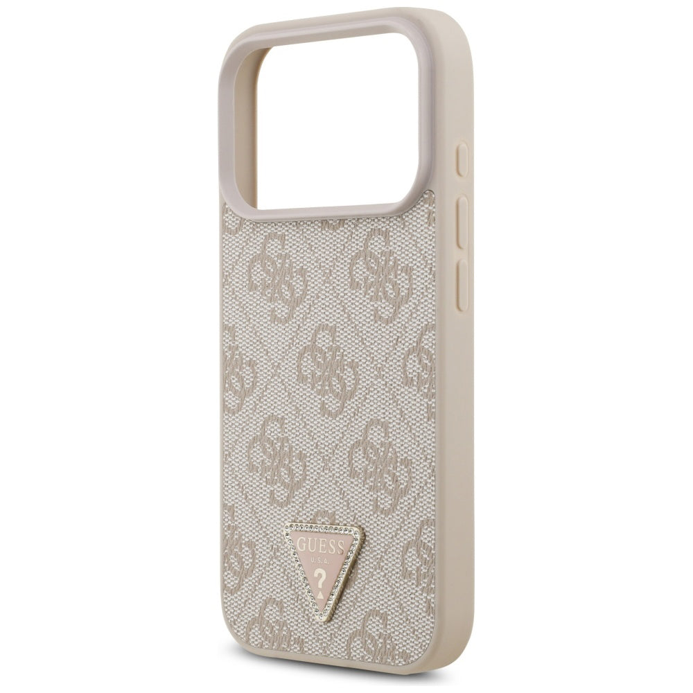 Калъф MagSafe за Apple iPhone 17 Pro, Guess, 4G Triangle Strass, Розов
