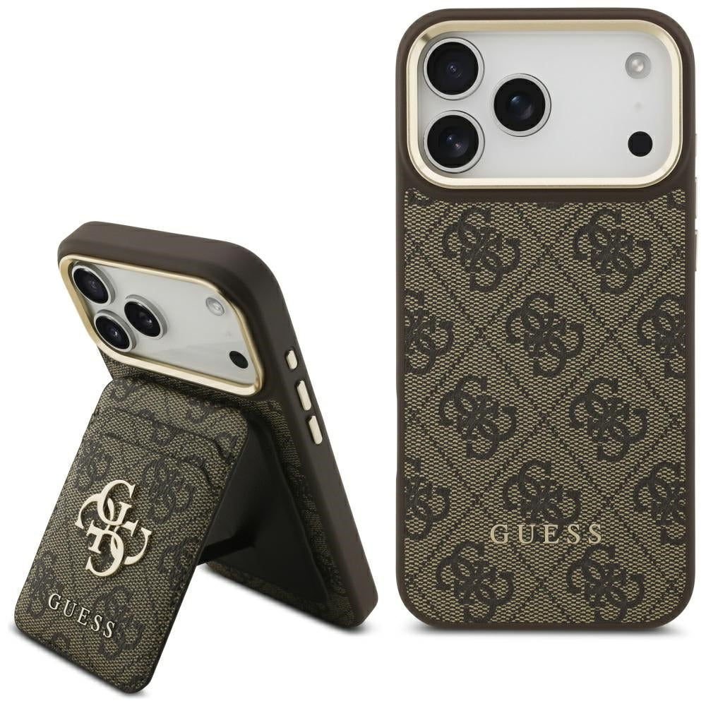 Калъф MagSafe за Apple iPhone 17 Pro, Guess, Cardslot 4G, Кафяв