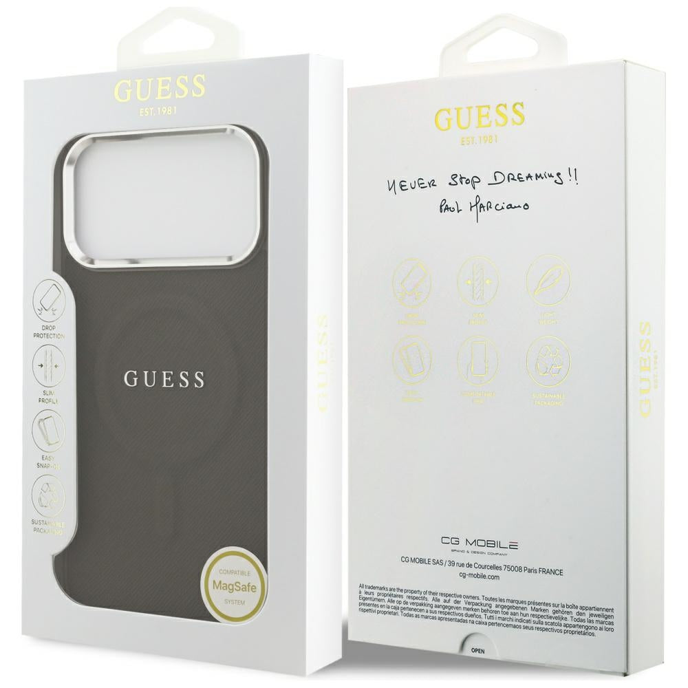 Калъф MagSafe за Apple iPhone 17 Pro, Guess, Classic Logo, Кафяв