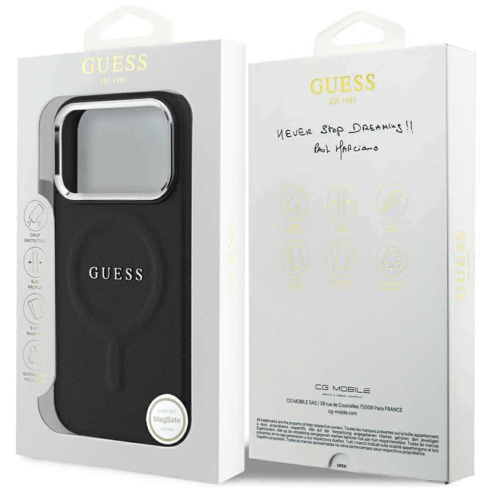 Калъф MagSafe за Apple iPhone 17 Pro, Guess, Classic Logo, Черен