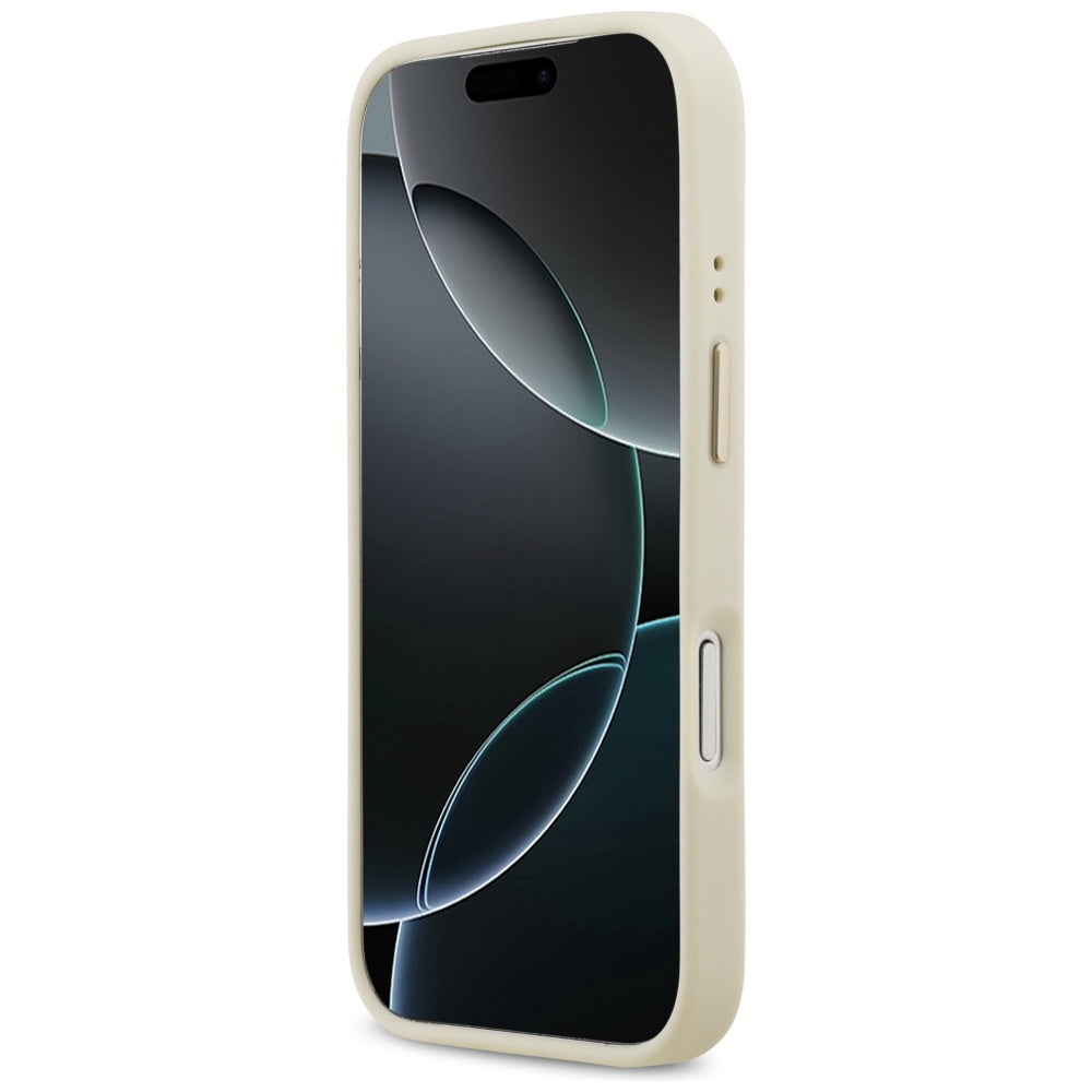 Калъф MagSafe за Apple iPhone 17 Pro, Guess, Grained Strass Logo, Бежов
