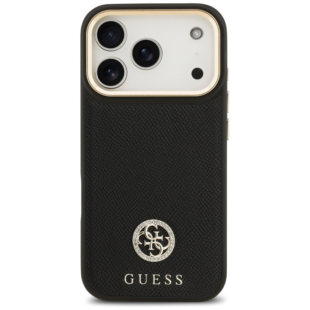 Калъф MagSafe за Apple iPhone 17 Pro, Guess, Grained Strass Logo, Черен