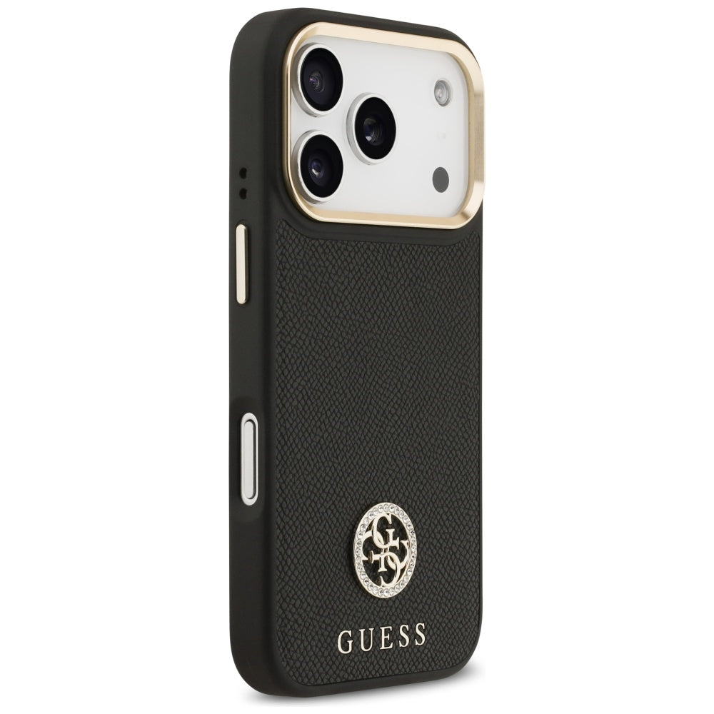 Калъф MagSafe за Apple iPhone 17 Pro, Guess, Grained Strass Logo, Черен