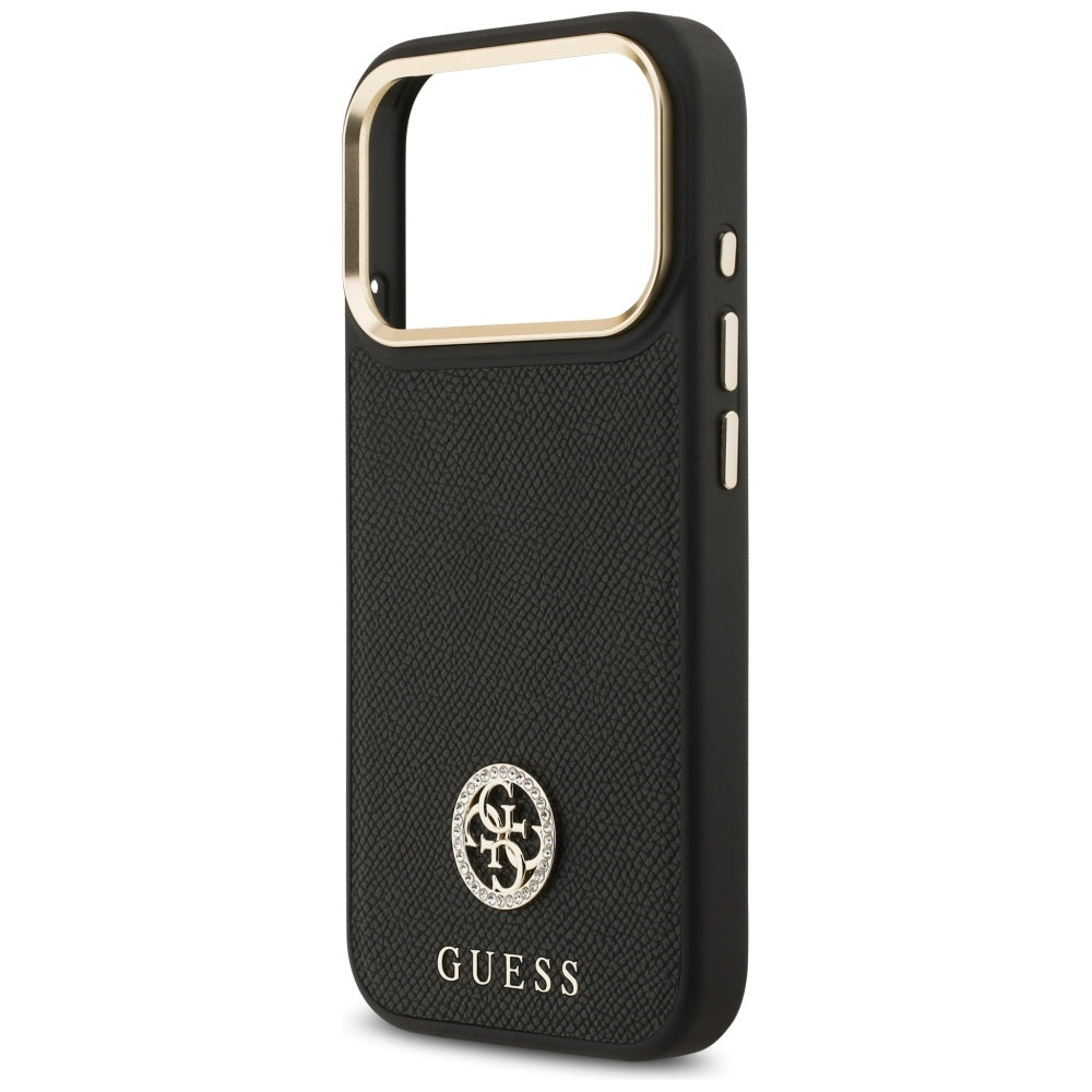 Калъф MagSafe за Apple iPhone 17 Pro, Guess, Grained Strass Logo, Черен