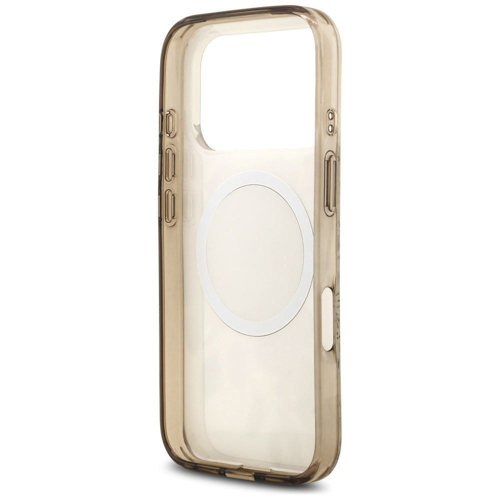 Калъф MagSafe за Apple iPhone 17 Pro, Guess, IML Flower and Tonal Circle, Кафяв