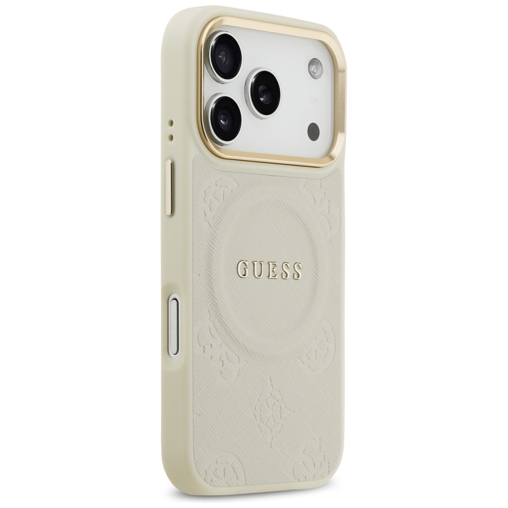 MagSafe Case for Apple iPhone 17 Pro, Guess, Peony Hot Stamp, Beige