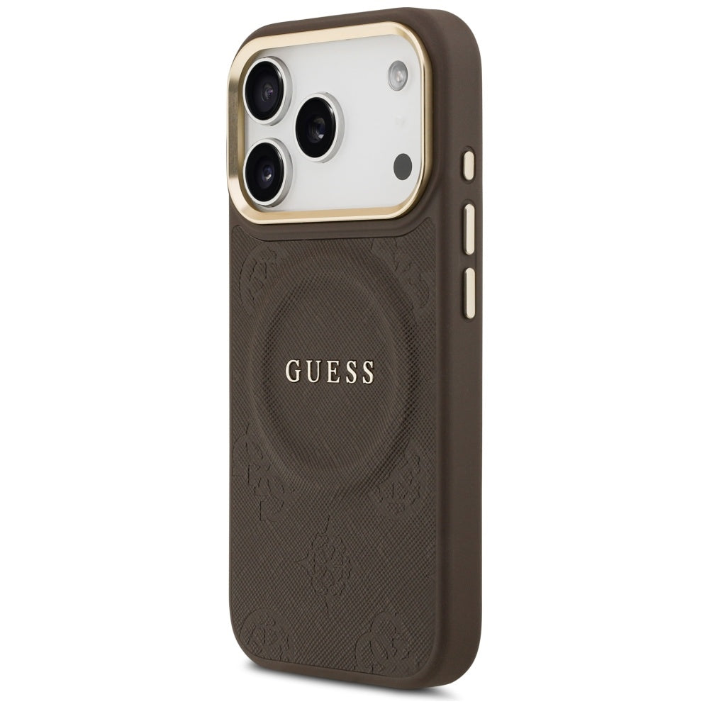 Калъф MagSafe за Apple iPhone 17 Pro, Guess, Peony Hot Stamp, Кафяв