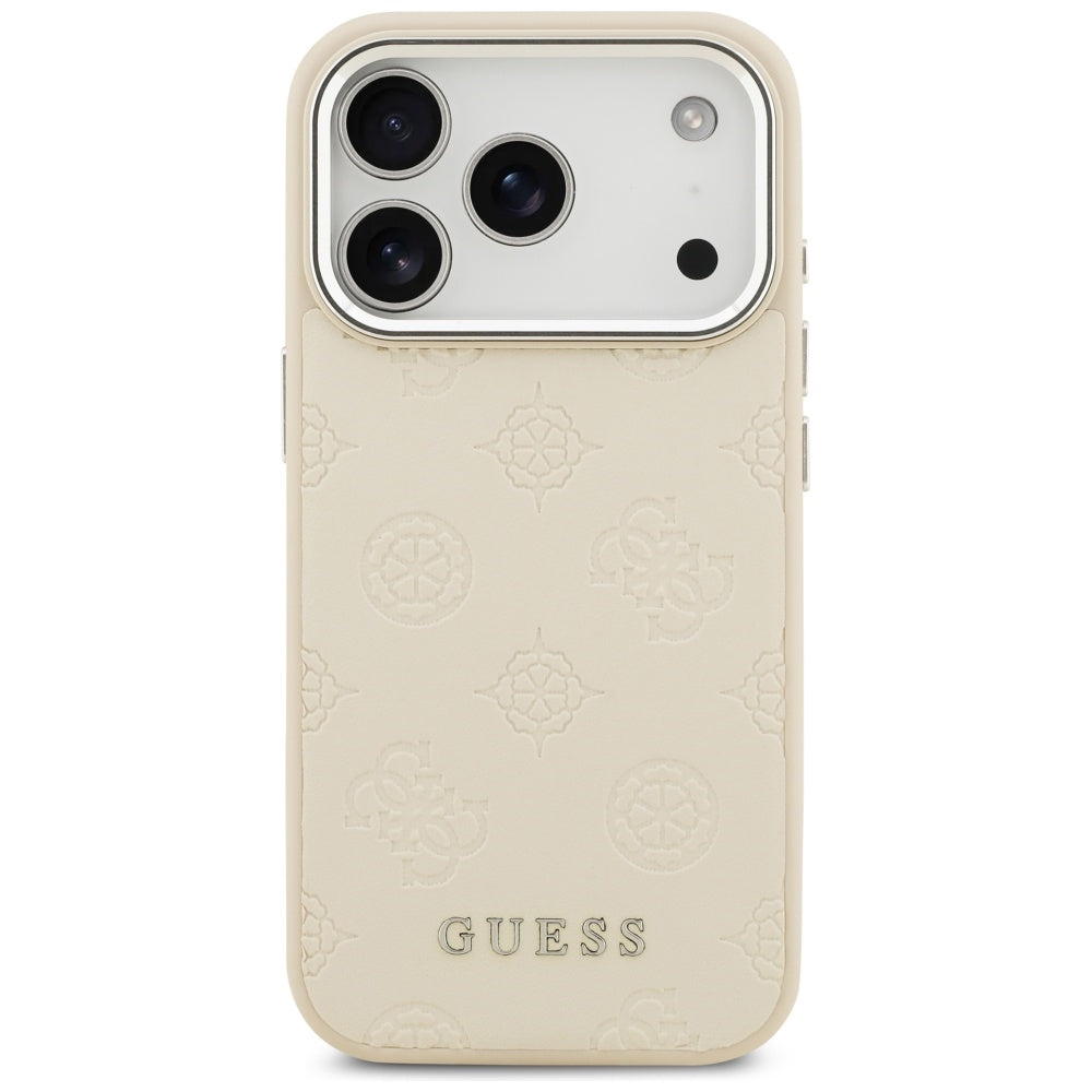 Калъф MagSafe за Apple iPhone 17 Pro, Guess, Peony Hot Stamp Script, Бежов