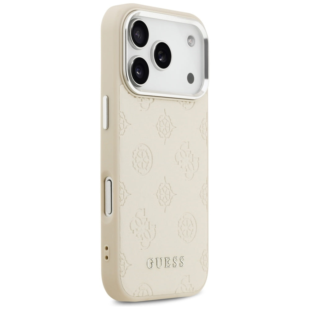 Калъф MagSafe за Apple iPhone 17 Pro, Guess, Peony Hot Stamp Script, Бежов