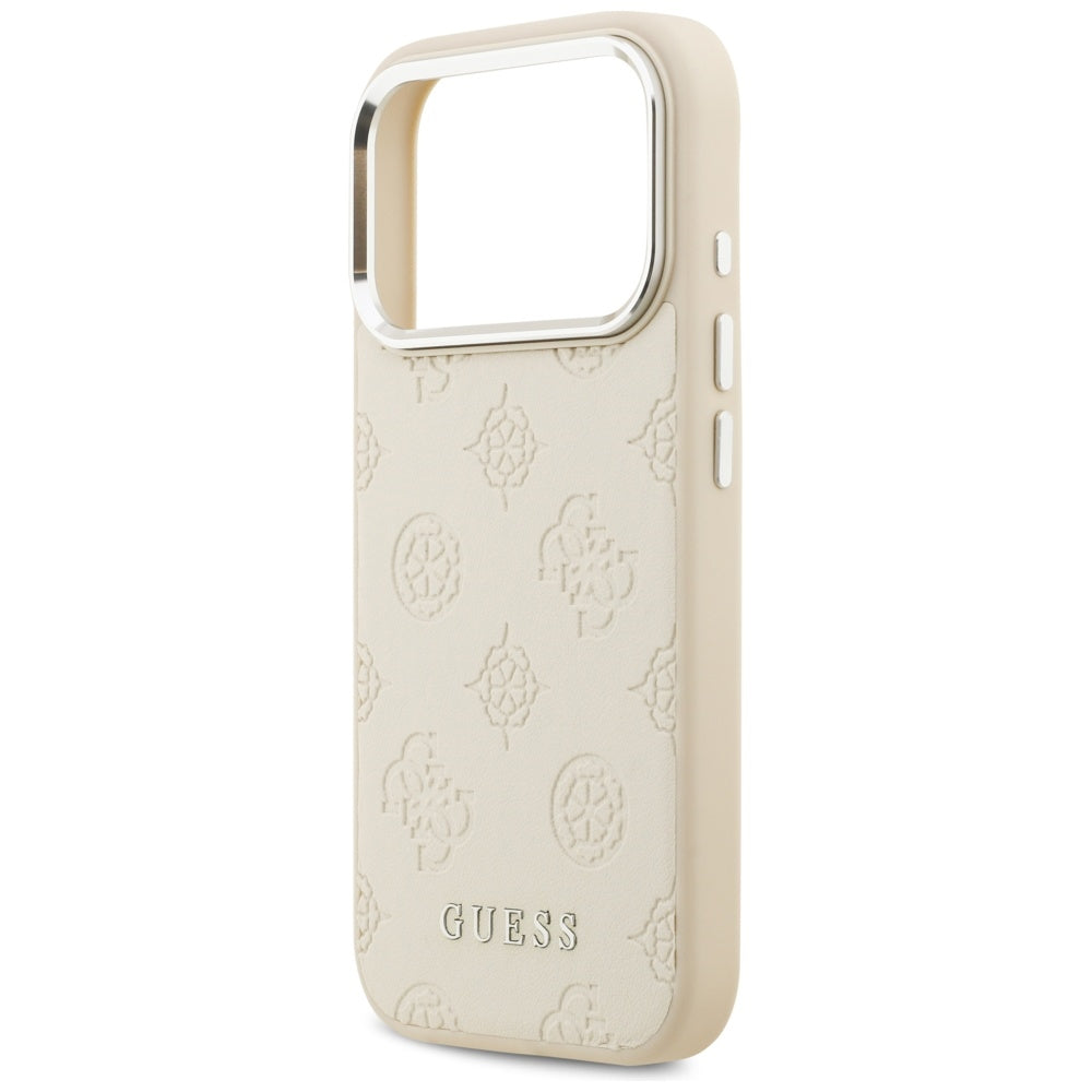 Калъф MagSafe за Apple iPhone 17 Pro, Guess, Peony Hot Stamp Script, Бежов