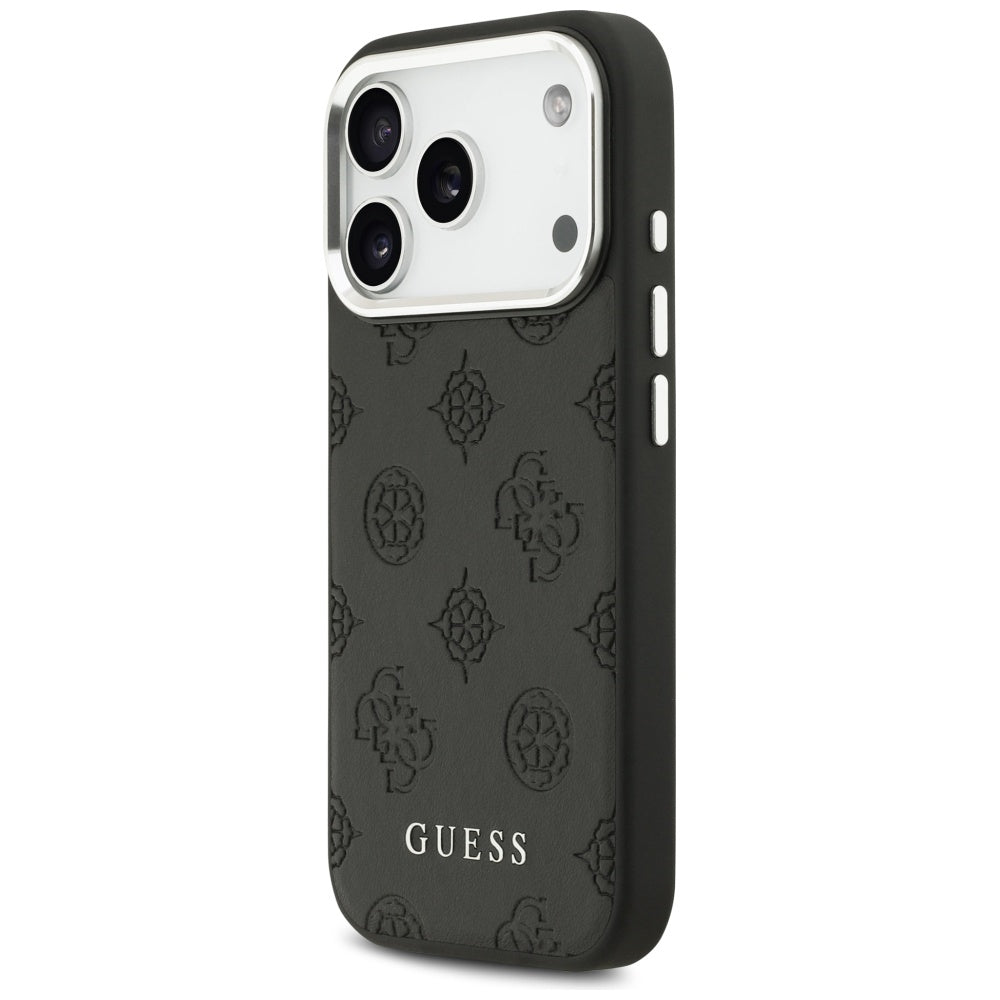 Калъф MagSafe за Apple iPhone 17 Pro, Guess, Peony Hot Stamp Script, Черен