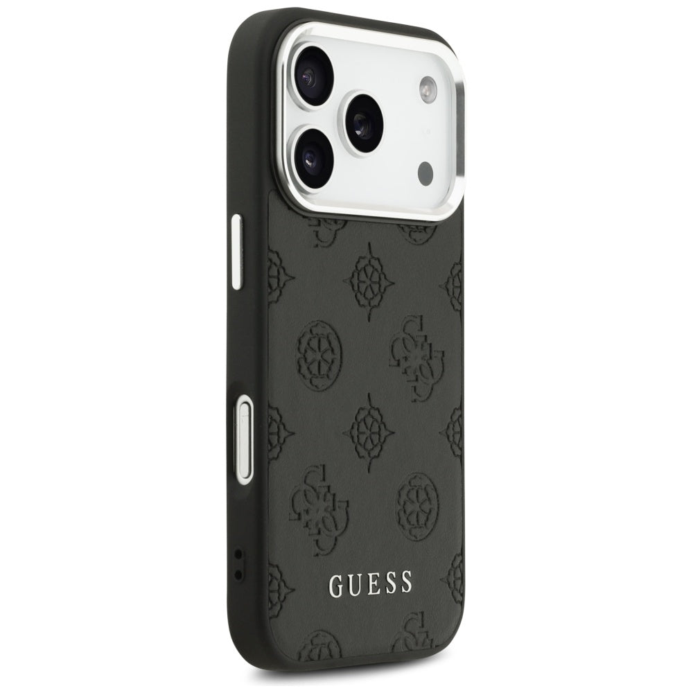 Калъф MagSafe за Apple iPhone 17 Pro, Guess, Peony Hot Stamp Script, Черен