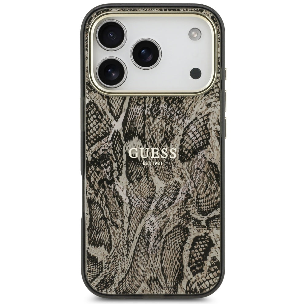 Калъф MagSafe за Apple iPhone 17 Pro, Guess, Python Pattern, Кафяв