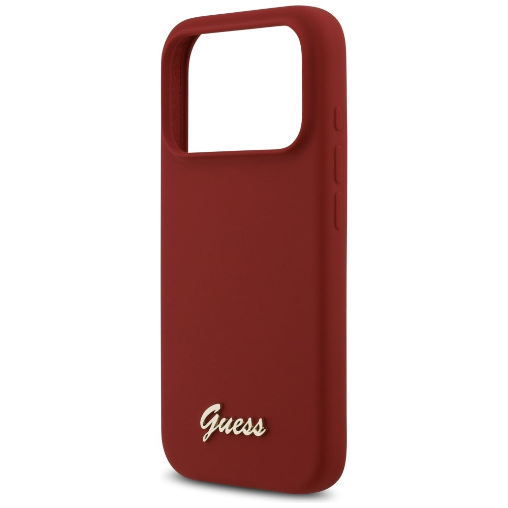 Калъф MagSafe за Apple iPhone 17 Pro, Guess, Script Metal Logo, Розов