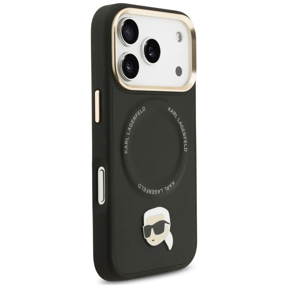Калъф MagSafe за Apple iPhone 17 Pro, Karl Lagerfeld, Big Strap Karl Metal Logo, Черен