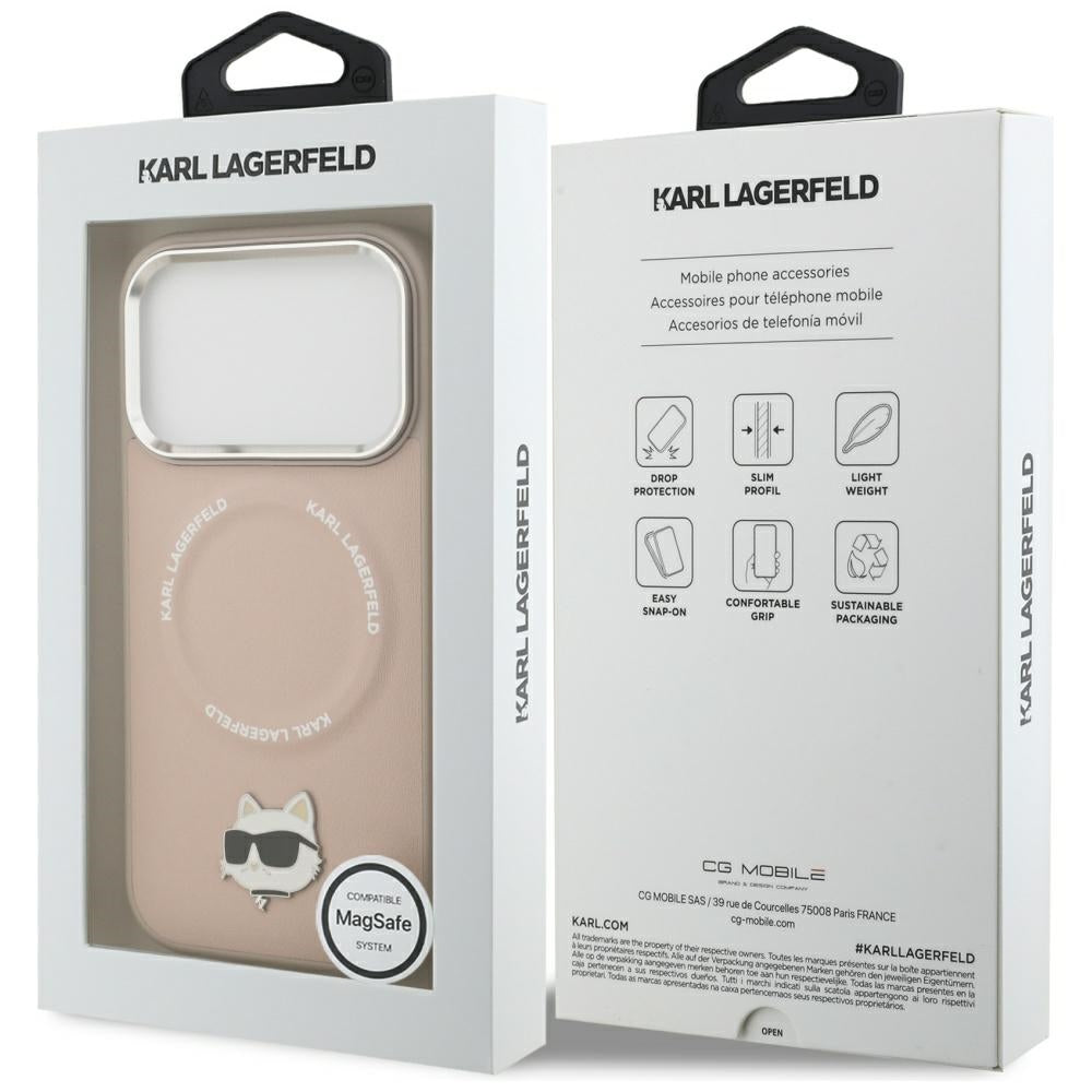 Калъф MagSafe за Apple iPhone 17 Pro, Karl Lagerfeld, Choupette Pin, Розов