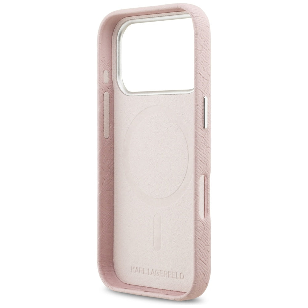 Калъф MagSafe за Apple iPhone 17 Pro, Karl Lagerfeld, FW Stamped Karl, Розов
