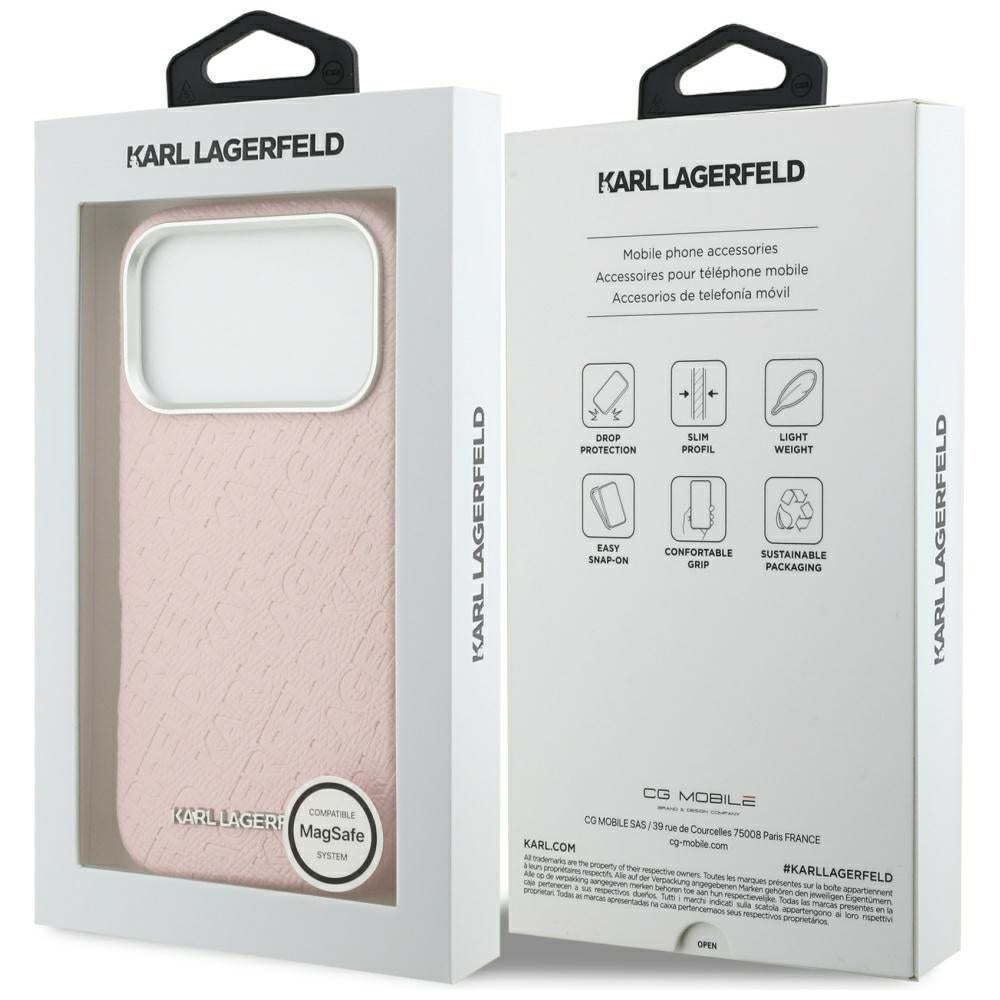 Калъф MagSafe за Apple iPhone 17 Pro, Karl Lagerfeld, FW Stamped Karl, Розов