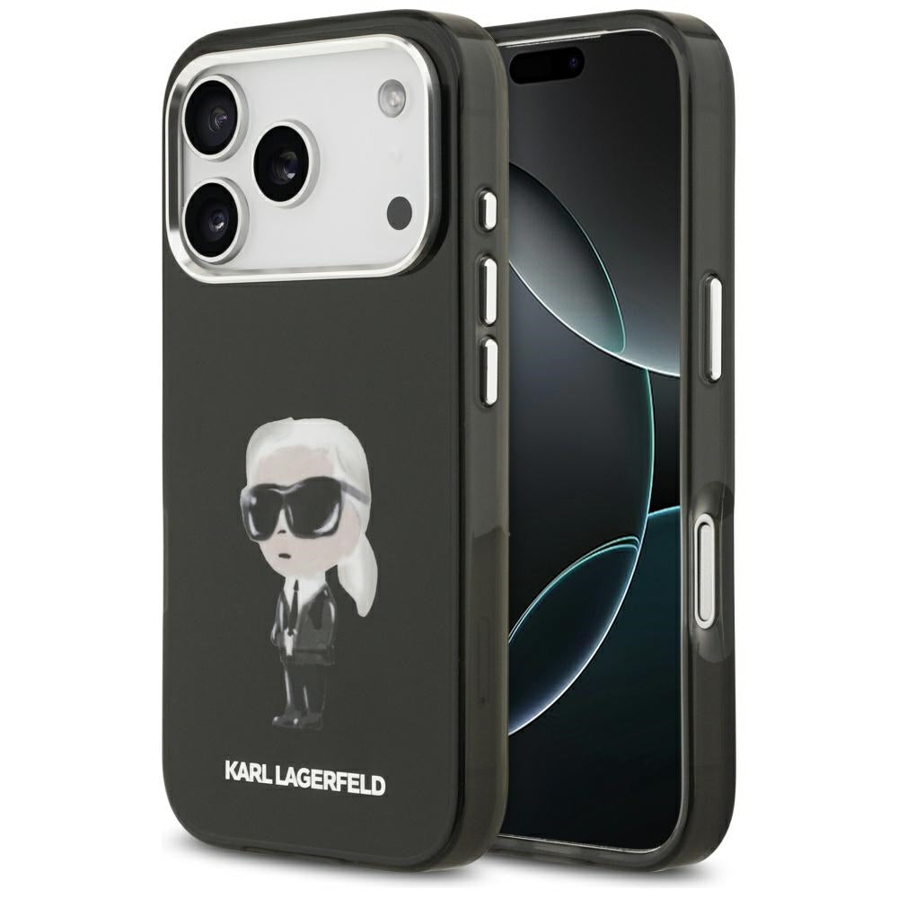 Калъф MagSafe за Apple iPhone 17 Pro, Karl Lagerfeld, IML Aquarelle Karl Ikonik, Черен