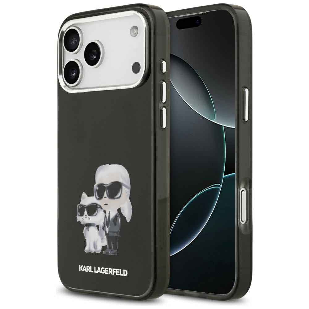 MagSafe Case for Apple iPhone 17 Pro, Karl Lagerfeld, IML Aquarelle Karl & Choupette Logo, Black